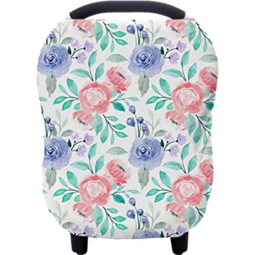 Carseat Cover for Boys and Girls - Multi-use Nursing Canopy for Breastfeeding, Stroller, High Chair Cover (Rose)