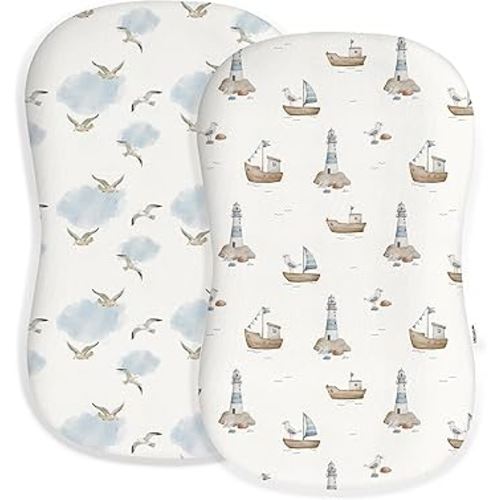 Baby Lounger Cover for Boys Girls, Soft Breathable Jersey Baby Lounger Pillow Cover Fits Most Baby Lounger, Cute Patterns, Durable and Machine Washable (12-Boat, Envelope)