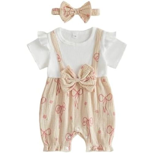 Baby Girl Bubble Romper Cute Newborn Outfit Short Sleeve Toddler Jumpsuit 0 3 6 9 12 18 Month Summer Clothes