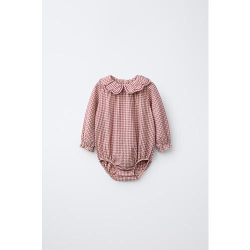 GINGHAM ROMPER - Dark pink | ZARA United States