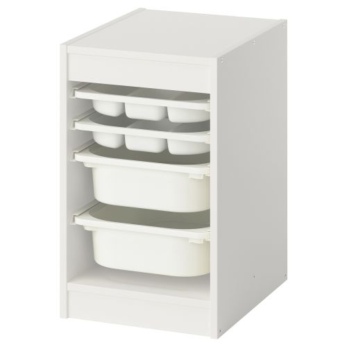 TROFAST Storage combination w boxes/trays - white/white 13 3/8x17 3/8x22 "