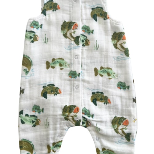 Muslin Sleeveless Romper, Bass Fishing