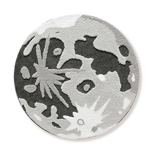 3.3' x 3.3' Round Shape Carpet Cute Floor Mat, Microfiber Mat Soft Shaggy Non Slip Area Rug for Living Room, Bedroom and Kids Play Room, Moon