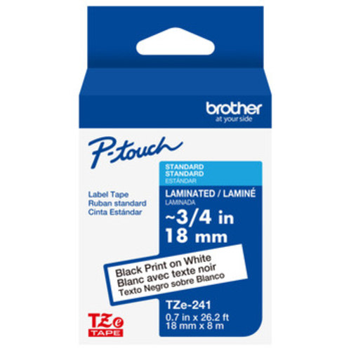Brother TZe-241 3/4 Black On White P-touch Tape - 0.7 18mm TZ241