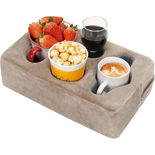 Couch Cup Holder Pillow,Couch Drink Holder,Rectangle Couch Caddy for Coffee Cup,Phone,Remote,Couch Cup Holder Tray for Bed,Car,Sofa,Table