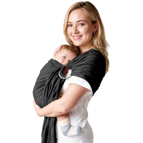 MISSWISDOM Baby Ring Sling Baby Carrier Newborn to Toddler Carrier (7-35 lbs), Baby Sling Carrier, Toddler Sling Carriers, Infant Wraps Carriers, Black