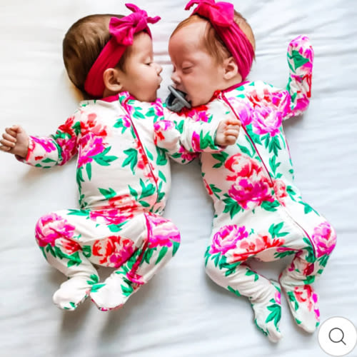 Cloud Peonies Footie (0-3T) - Best Baby Bamboo Footies