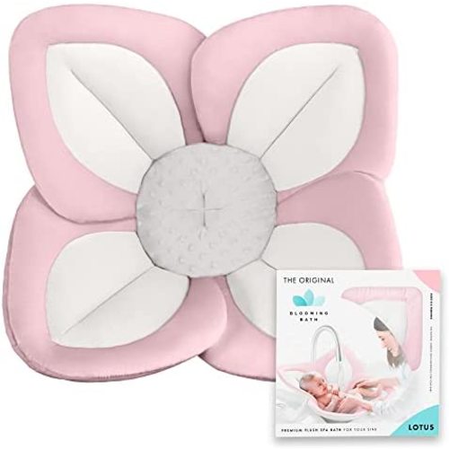 Blooming Bath Lotus - Baby Bath Seat for Sink - Premium Baby Bathtub - Newborn Bath Baby Essentials - Baby Gifts - Pink/White/Grey - 33"