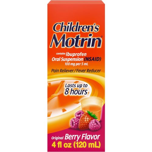 Children's Motrin Oral Suspension Medicine, 100 mg Ibuprofen, Kids Fever Reducer & Pain Reliever for Minor Aches & Pains Due to Cold & Flu, Alcohol-Free, Berry Flavored, 4 fl. oz