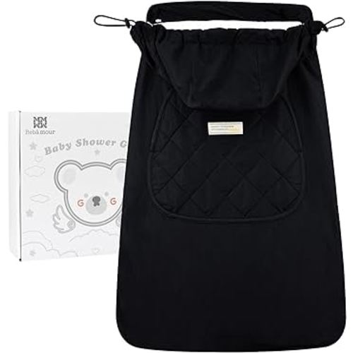 Bebamour Universal Hoodie All Season Carrier Cover for Baby Carrier (A Black)