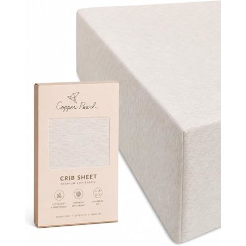 Copper Pearl Premium Knit Baby Crib Sheets for Boys and Girls Breathable and Soft, Fitted Crib Sheets for Standard Baby Mattresses, Oat