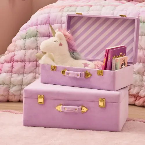 Keepsake Lilac Stripe Storage Suitcase