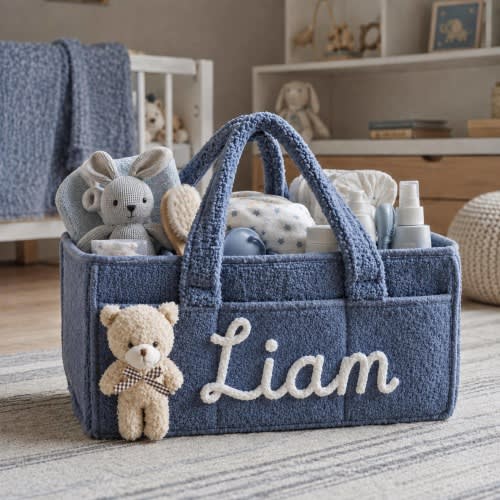 Custom Name Newborn BabyShower Gift Nursery Diaper Caddy Organizer Kids Essential Portable ToyStorage Basket Personalized Bag Infant GirlBoy