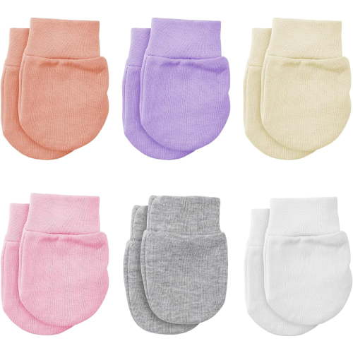 6 Pairs Newborn Baby Mittens Infant Toddler Gloves Cotton Soft Anti-Scratch Mittens Gloves for 0-6 Months Baby Girls Boys