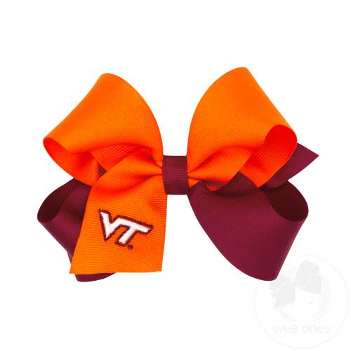 Medium Virginia Tech Hokies Two-Tone Embroidered Hair Bow - VIRGINIA TECH | Wee Ones Hair Bows & Accessories
