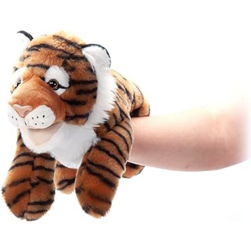 The Petting Zoo Tiger Hand Puppet Stuffed Animal Plushie, Gifts for Kids, Puppetz Animals, Tiger Interactive Puppets Plush Toy 16 Inches