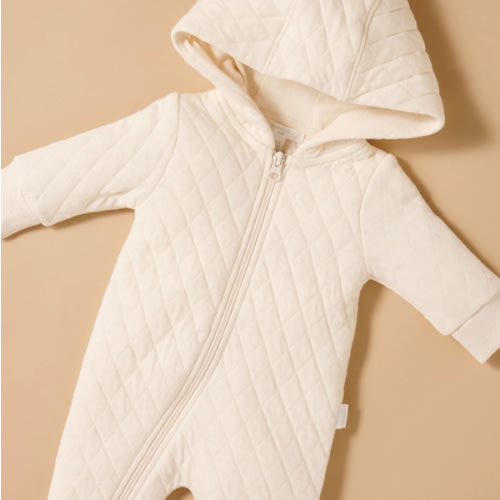 Cream Quilted Growsuit - Purebaby
