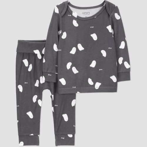 Carter's Just One You® Baby 2pc Halloween Ghosts Comfy Soft Top & Bottom Set - Dark Gray