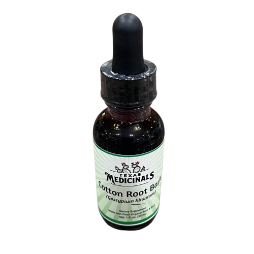 Cotton Root Bark tincture by Texas Medicinals, 1 oz. | In His Hands