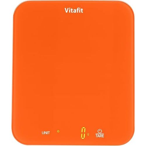 Vitafit 33lb/15kg Digital Food Scale in High Precision 0.1oz/1g, Our Own Kitchen Scale Professional Factory Since 2001, Kitchen Essentials for Cooking & Baking, LED, 3*AAA Battery, Refreshing Orange