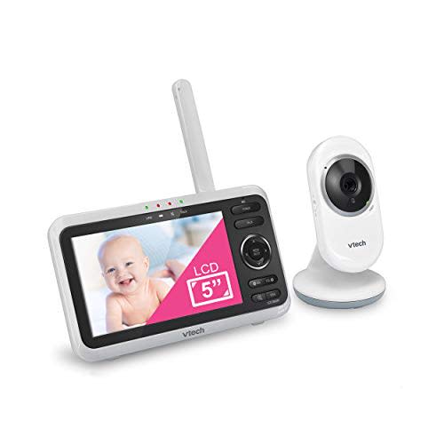 VTech VM350 Video Baby Monitor with 5" Screen, Long Range, Invision Infrared Night Vision, Two Way Talk, Auto On Screen, Soothing Sounds and Lullabies, Temperature Sensor