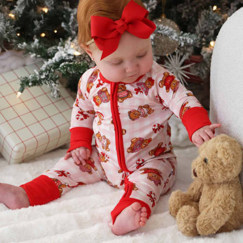 Beary Christmas Convertible Zip Romper | Pink