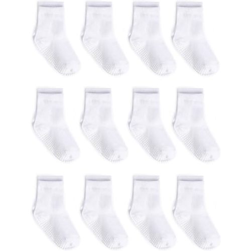 ZAPLES Baby Non Slip Grip Crew Socks with Anti Skid Soles for Infants Toddlers Kids Boys Girls