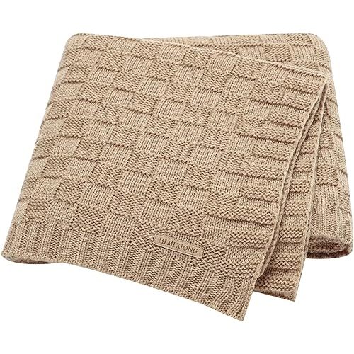LAWKUL Baby Blankets Knit Cable Babe Blanket Soft Airy Newborn Infant Receiving Swaddling Beige Neutral Crib Stroller 40"x30"