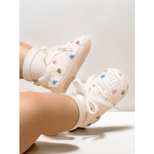Newborn Infant Girls Heart Embroidered Non-Slip Sports Shoes Flat Infant Toddler Shoes, Suitable For All Seasons | SHEIN USA