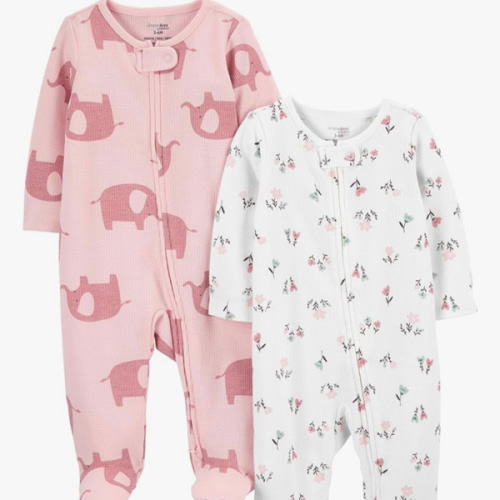 Simple Joys by Carter's baby-girls 2-way Zip Thermal Footed Sleep and Play, Pack of 2