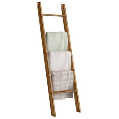 VASAGLE Blanket Ladder Decorative Farmhouse for The Living Room, 5-Tier Ladder Shelf, Ladder Rack for Storage and Decor, Honey Brown