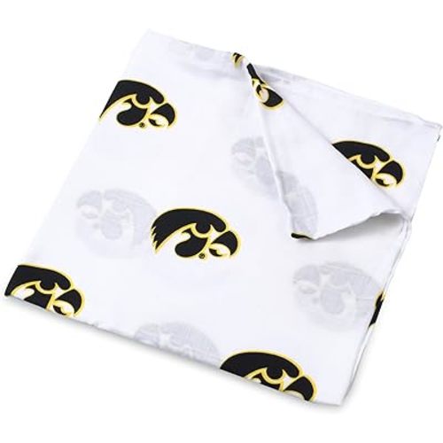 Three Little Anchors University of Iowa Muslin Swaddle Blanket – 47x47in Soft Cotton, Official Licensed Hawkeyes Baby Swaddle, Lightweight Newborn Blanket & Nursery Essential