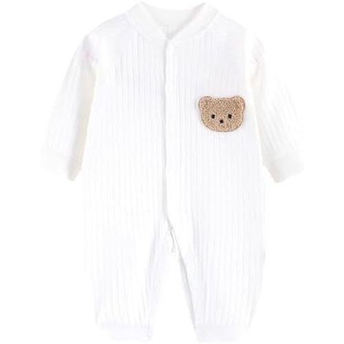 Baby Bear Outfits Newborn Boys Girls Cute Cotton Jumpsuits Long Sleeve Button Down Outfit Baggy Soft Cozy Onesie