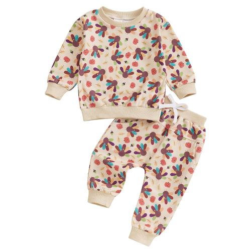 Cute Baby Girl Clothes Long Sleeve Print Sweatshirt Top and Pants Set Toddler Girl Fall Outfits