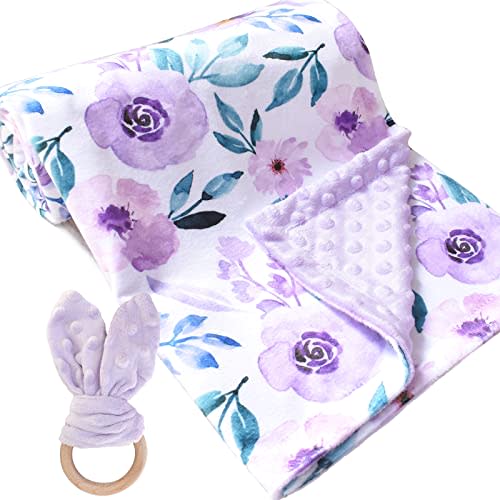 Baby Blankets for Boys Girls Soft Minky Blanket for Newborn Infant Toddler Used for Crib Stroller Nursery (Purple Floral)