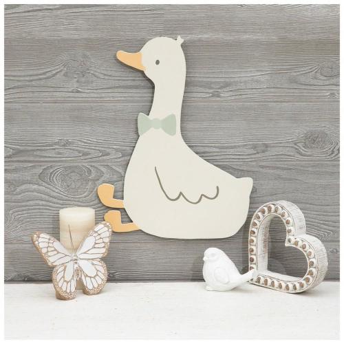 Goose With Green Bowtie Wood Wall Decor