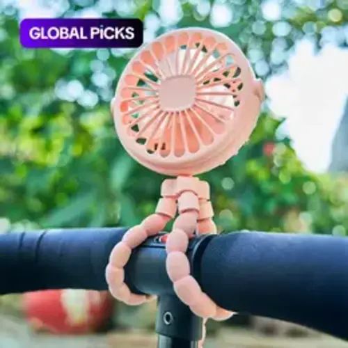 USB-Rechargeable Foldable Fan with 8-Claw Octopus Design, Small Silent Desktop and Handheld Fan Stand for Summer Camping, Office, Car and Home #GLOBAL PICKS - TikTok Shop