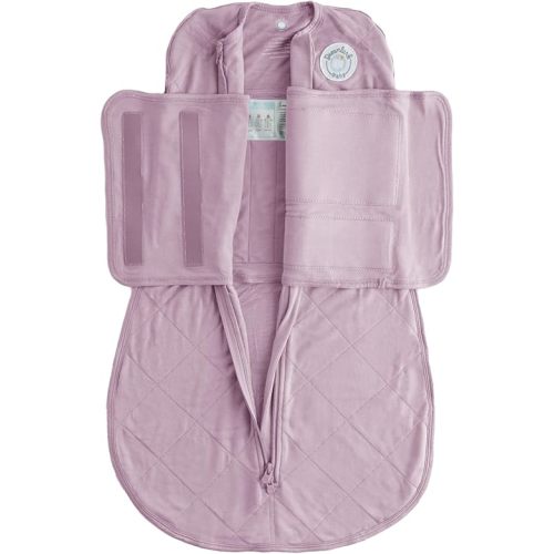 DREAMLAND BABY Bamboo Viscose Swaddle Sleep Sack (0-6 Months). Ultra Soft Swaddle Blanket w/Built in Band. 97% Viscose, 3% Spandex (Mauve)