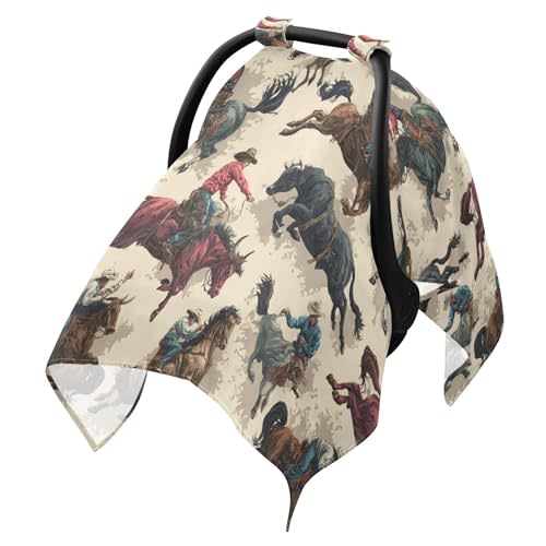 Western Cowboy Horses Vintage Car Seat Cover Baby Breathable Soft Infant Carseat Covers Canopies Babies Carrier Covers for Girl Boy