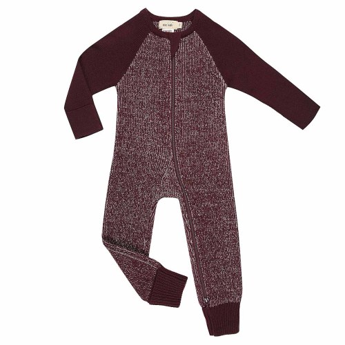 Merino Knitted Baby Sleepsuit Plum 3-6M