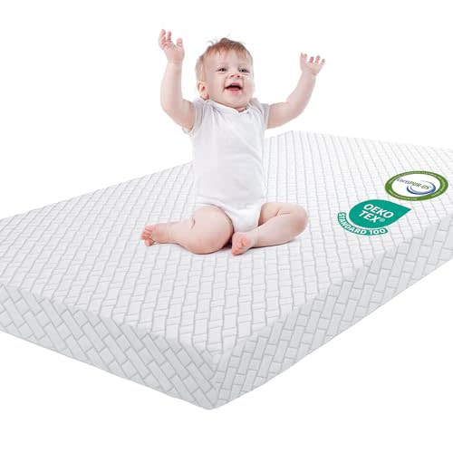 HREVAI Pack N Play Mattress,38x26 Thick Pack and Play Mattress with Dual Sided Breathable Memory Foam for Baby Removable Cover