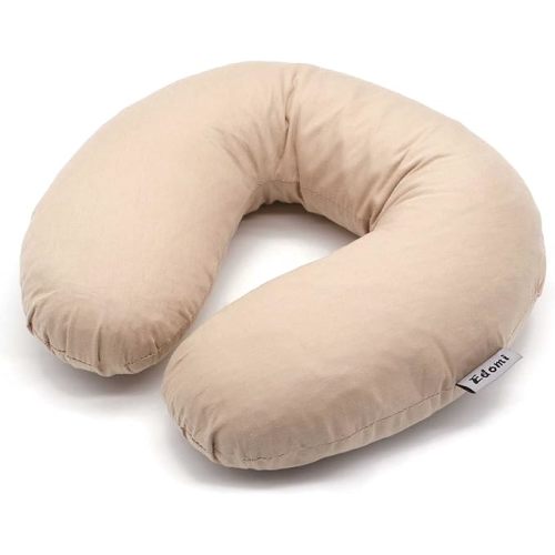 Buckwheat Neck Pillow for Sleeping U Shaped Pillow Cooling Travel Head Support Pillow for Neck Pain Relief Side Sleepers Buckwheat Hulls Concealed Zipper (12x12 inch, Light-tan)