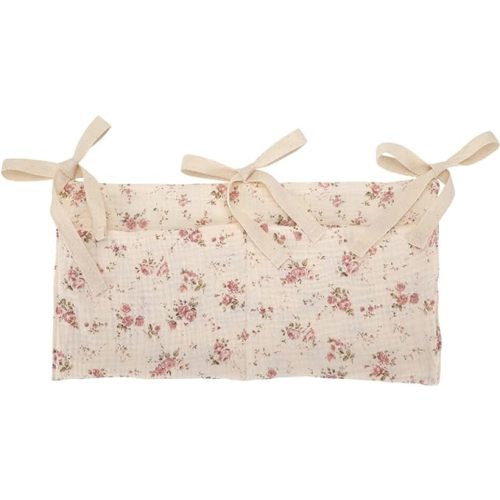 Baby Crib Pocket with Straps Hanging Baby Diaper Caddy Organizer, Diaper Stacker Classified Storage Bag Organizer for Nursery Diapers Wipes Baby Essentials (Light Beige)