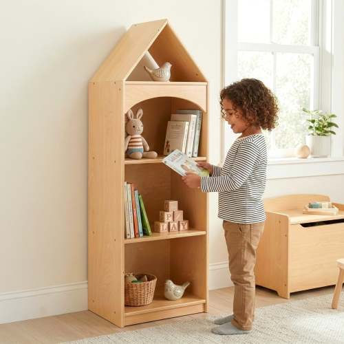 OOOK 4-Tier Plywood Adorable House Design Kids' Toy Storage & Bookshel