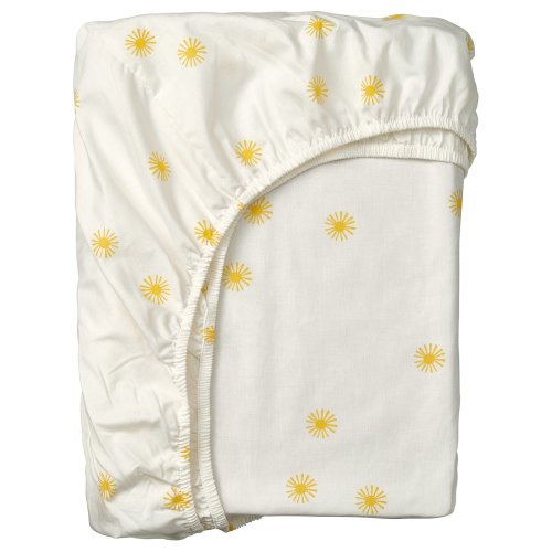 ALPTALL Fitted sheet - white yellow/sun pattern Twin