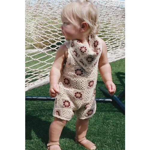 CROCHET FLOWER KNIT OVERALLS - Light beige | ZARA United States