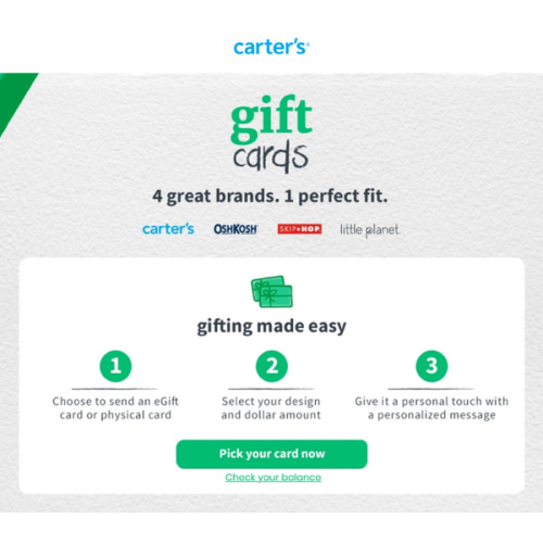 Who is the gift card for? | Carter's | OshKosh B'gosh | Skip Hop Gift Cards by CashStar