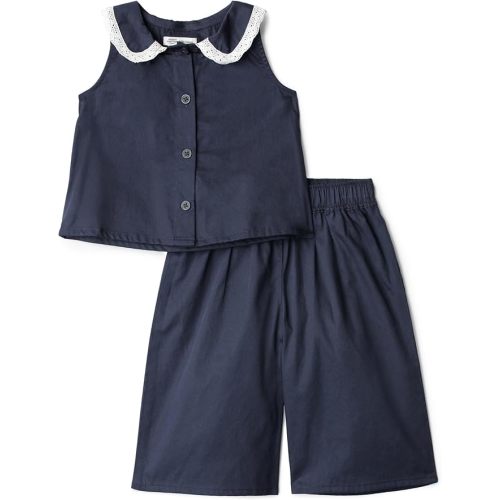 Amazon Essentials x Sofia Grainge Toddlers and Baby Girls' Cotton Sateen Sleeveless Top and Pants Play Set
