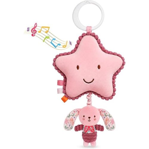 TSYAN Musical Star Stroller Toy with Hanging Bunny Plush