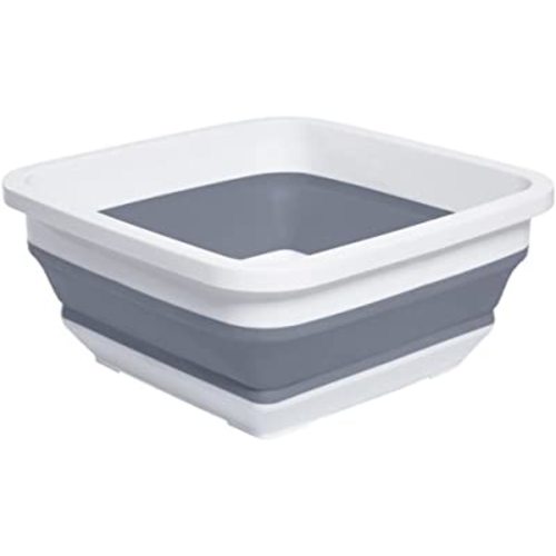2.4 Gal(9L) Collapsible Dish Pans for Washing Dishes, Space Saving Multiuse Foldable Sink Tub, Kitchen Storage Tray for Outdoor Camping, Vegetable Washing, RV (Gray)